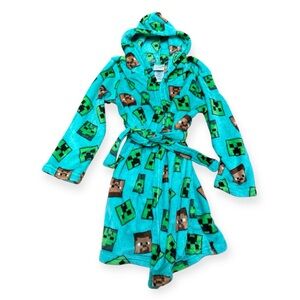 Minecraft-themed Hooded Fleece Bathrobe